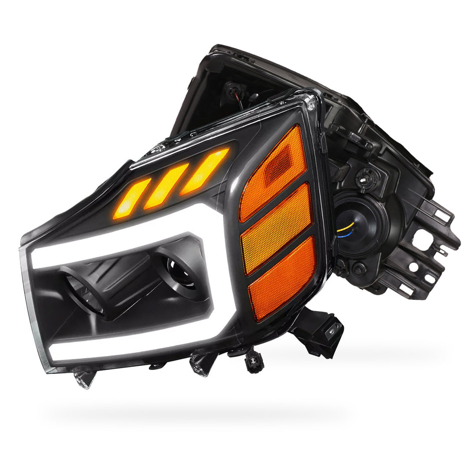 Nissan Titan (2004 - 2015) LED DRL Turn Signal Projector Headlights LH + RH