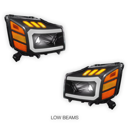 Nissan Titan (2004 - 2015) LED DRL Turn Signal Projector Headlights LH + RH
