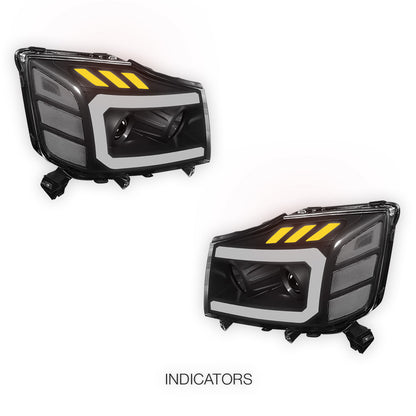 Nissan Titan (2004 - 2015) LED DRL Turn Signal Projector Headlights LH + RH