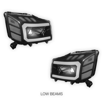 Nissan Titan (2004 - 2015) LED DRL Turn Signal Projector Headlights LH + RH