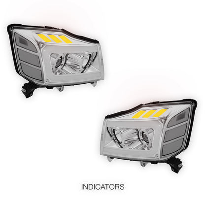Nissan Titan (2004 - 2015) LED DRL Turn Signal Projector Headlights LH + RH
