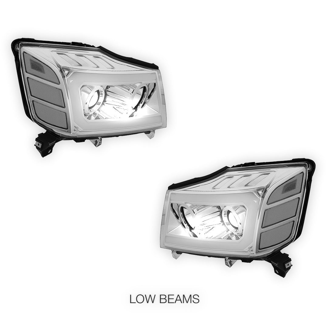Nissan Titan (2004 - 2015) LED DRL Turn Signal Projector Headlights LH + RH