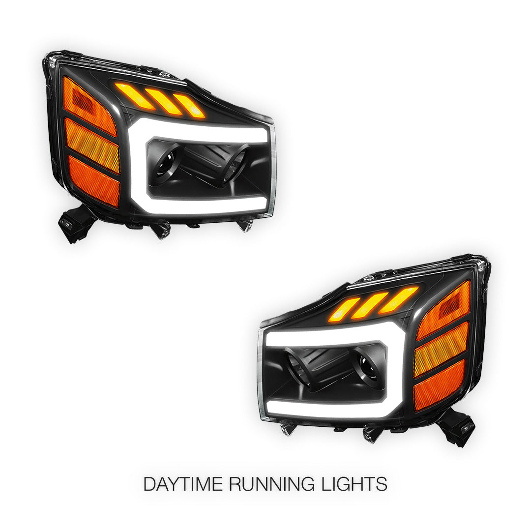 Nissan Armada (2005 - 2007) LED DRL Turn Signal Projector Headlights LH + RH