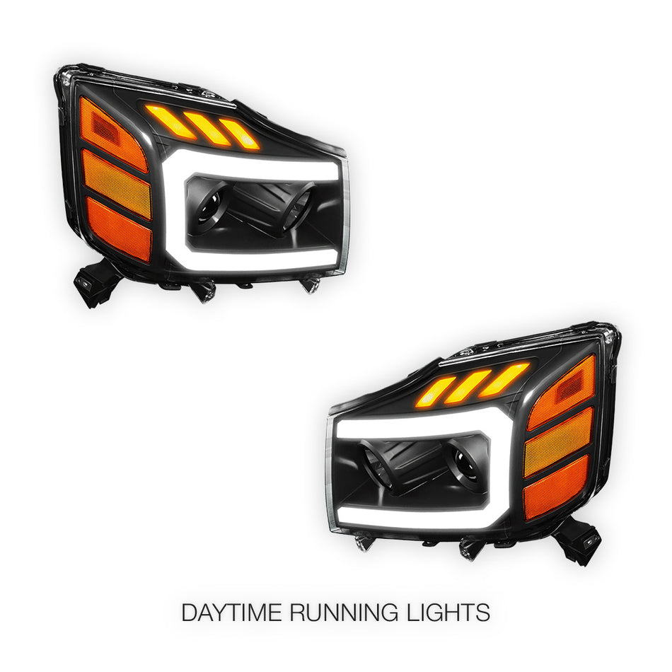 Nissan Armada (2005 - 2007) LED DRL Turn Signal Projector Headlights LH + RH