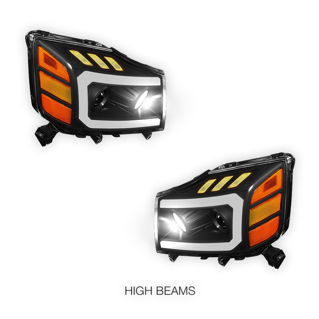 Nissan Armada (2005 - 2007) LED DRL Turn Signal Projector Headlights LH + RH