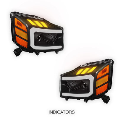 Nissan Armada (2005 - 2007) LED DRL Turn Signal Projector Headlights LH + RH