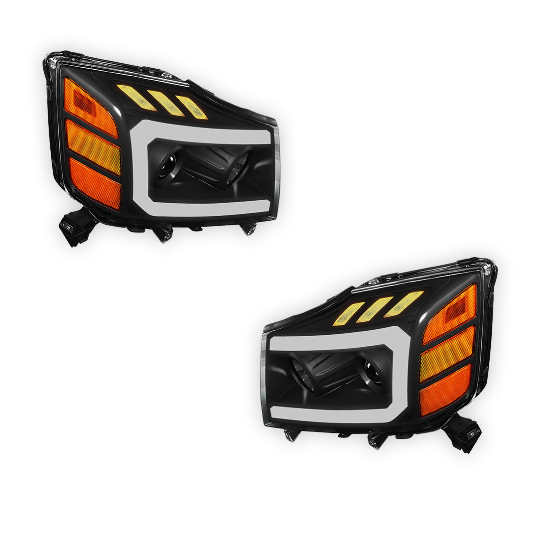 Nissan Armada (2005 - 2007) LED DRL Turn Signal Projector Headlights LH + RH