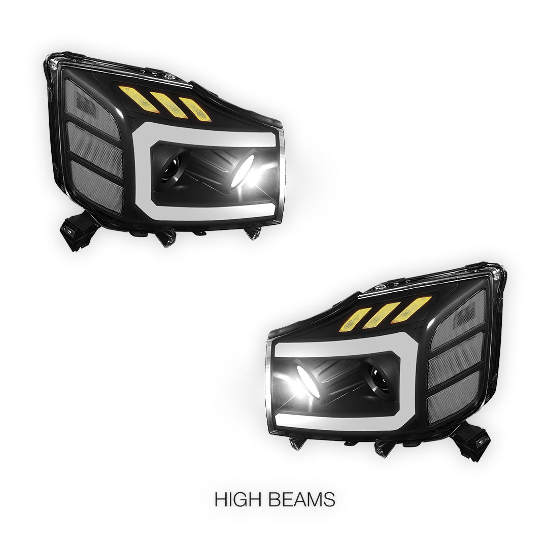 Nissan Armada (2005 - 2007) LED DRL Turn Signal Projector Headlights LH + RH