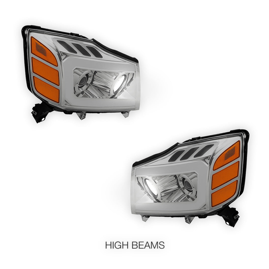 Nissan Armada (2005 - 2007) LED DRL Turn Signal Projector Headlights LH + RH