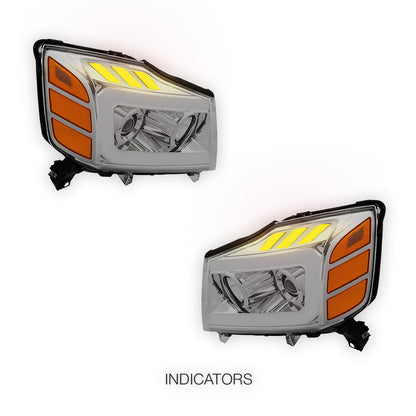 Nissan Armada (2005 - 2007) LED DRL Turn Signal Projector Headlights LH + RH