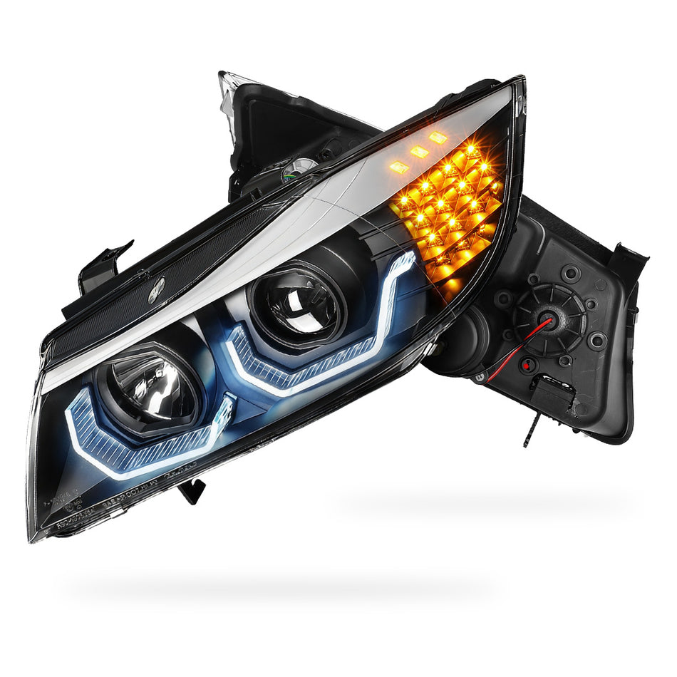 BMW 3-Series E90 (2005 - 2008) LED Blue 3D DRL Projector Headlights LH + RH