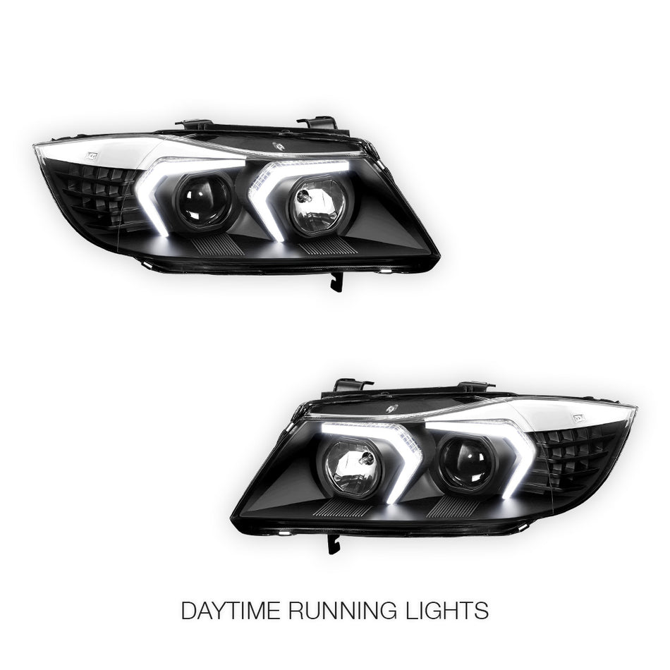 BMW 3-Series E90 (2005 - 2008) LED DRL Switchback Signal Projector Headlights LH + RH