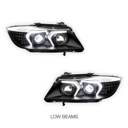 BMW 3-Series E90 (2005 - 2008) LED DRL Switchback Signal Projector Headlights LH + RH