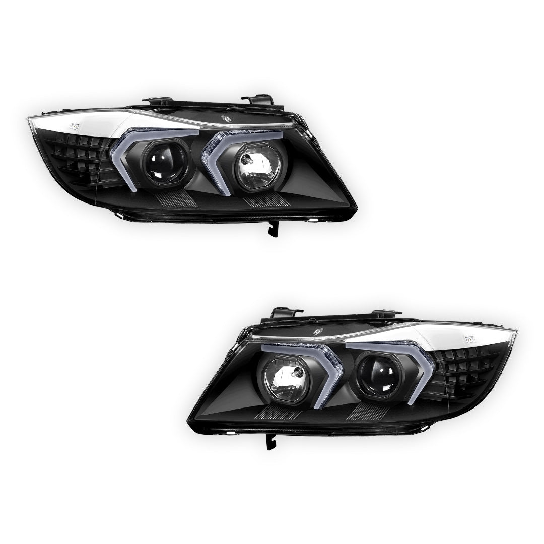 BMW 3-Series E90 (2005 - 2008) LED DRL Switchback Signal Projector Headlights LH + RH