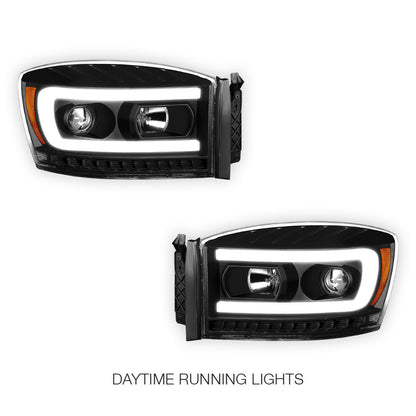 Dodge RAM 1500 (2006 - 2008) LED DRL Sequential Signal Projector Headlights LH + RH