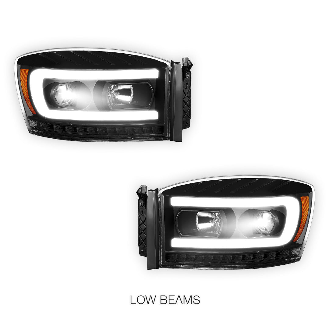 Dodge RAM 1500 (2006 - 2008) LED DRL Sequential Signal Projector Headlights LH + RH