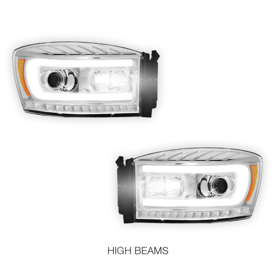 Dodge RAM 1500 (2006 - 2008) LED DRL Sequential Signal Projector Headlights LH + RH