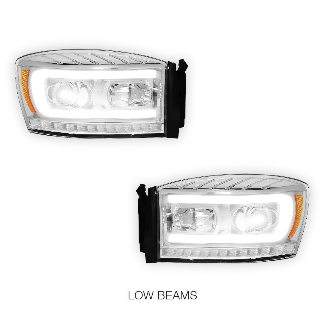 Dodge RAM 1500 (2006 - 2008) LED DRL Sequential Signal Projector Headlights LH + RH