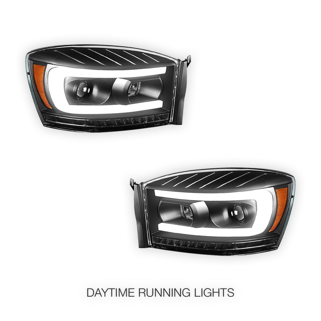 Dodge RAM 2500 (2006 - 2009) LED DRL Sequential Signal Projector Headlights LH + RH