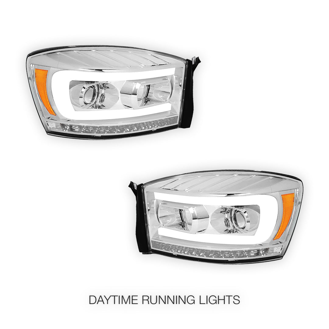 Dodge RAM 2500 (2006 - 2009) LED DRL Sequential Signal Projector Headlights LH + RH