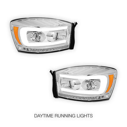 Dodge RAM 2500 (2006 - 2009) LED DRL Sequential Signal Projector Headlights LH + RH