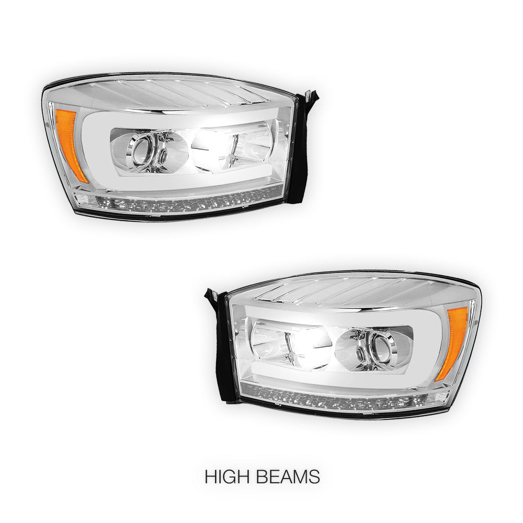 Dodge RAM 2500 (2006 - 2009) LED DRL Sequential Signal Projector Headlights LH + RH