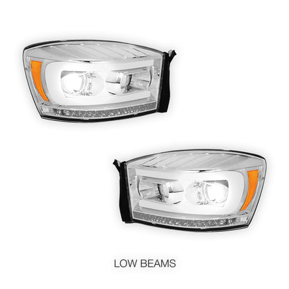 Dodge RAM 2500 (2006 - 2009) LED DRL Sequential Signal Projector Headlights LH + RH
