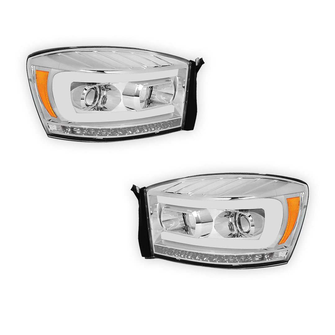 Dodge RAM 2500 (2006 - 2009) LED DRL Sequential Signal Projector Headlights LH + RH