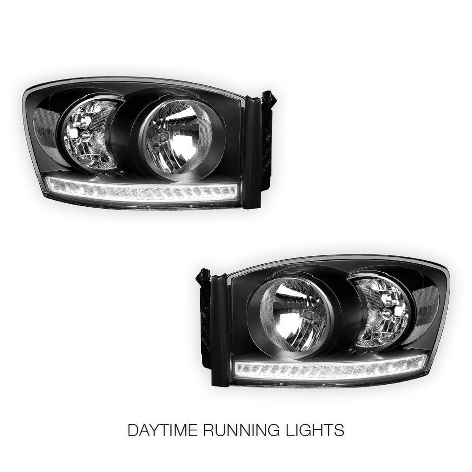 Dodge RAM 1500 (2006 - 2008) LED DRL Strip Front Driving Headlights LH + RH