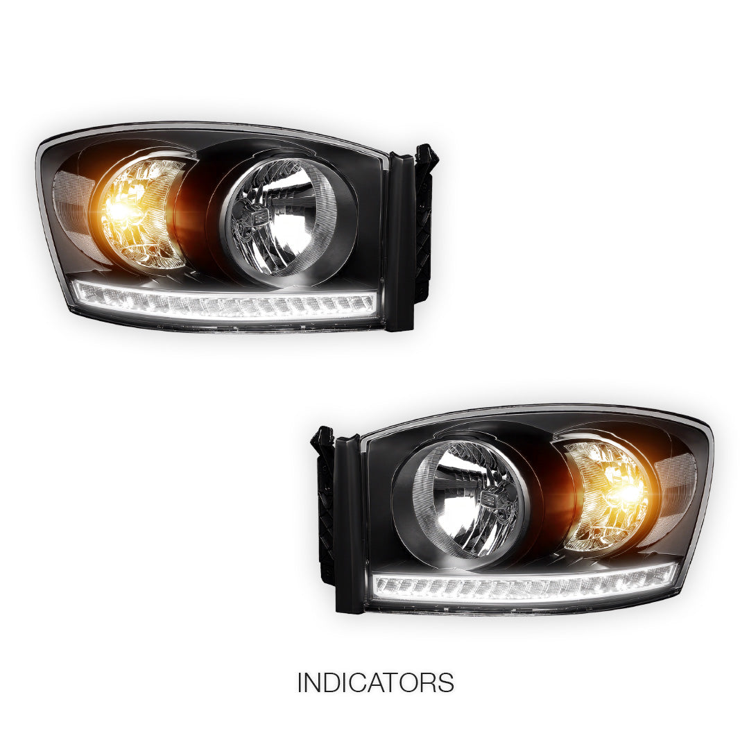 Dodge RAM 1500 (2006 - 2008) LED DRL Strip Front Driving Headlights LH + RH