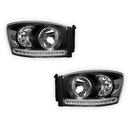 Dodge RAM 1500 (2006 - 2008) LED DRL Strip Front Driving Headlights LH + RH