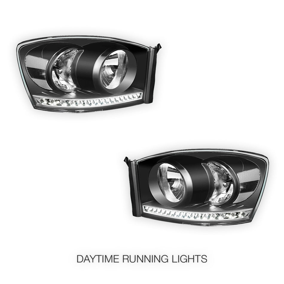 Dodge RAM 3500 (2006 - 2009) LED DRL Strip Front Driving Headlights LH + RH