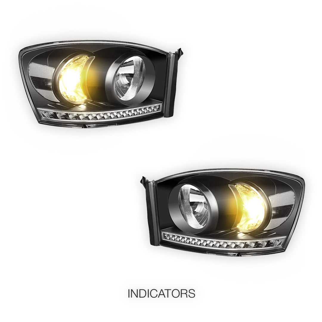 Dodge RAM 3500 (2006 - 2009) LED DRL Strip Front Driving Headlights LH + RH