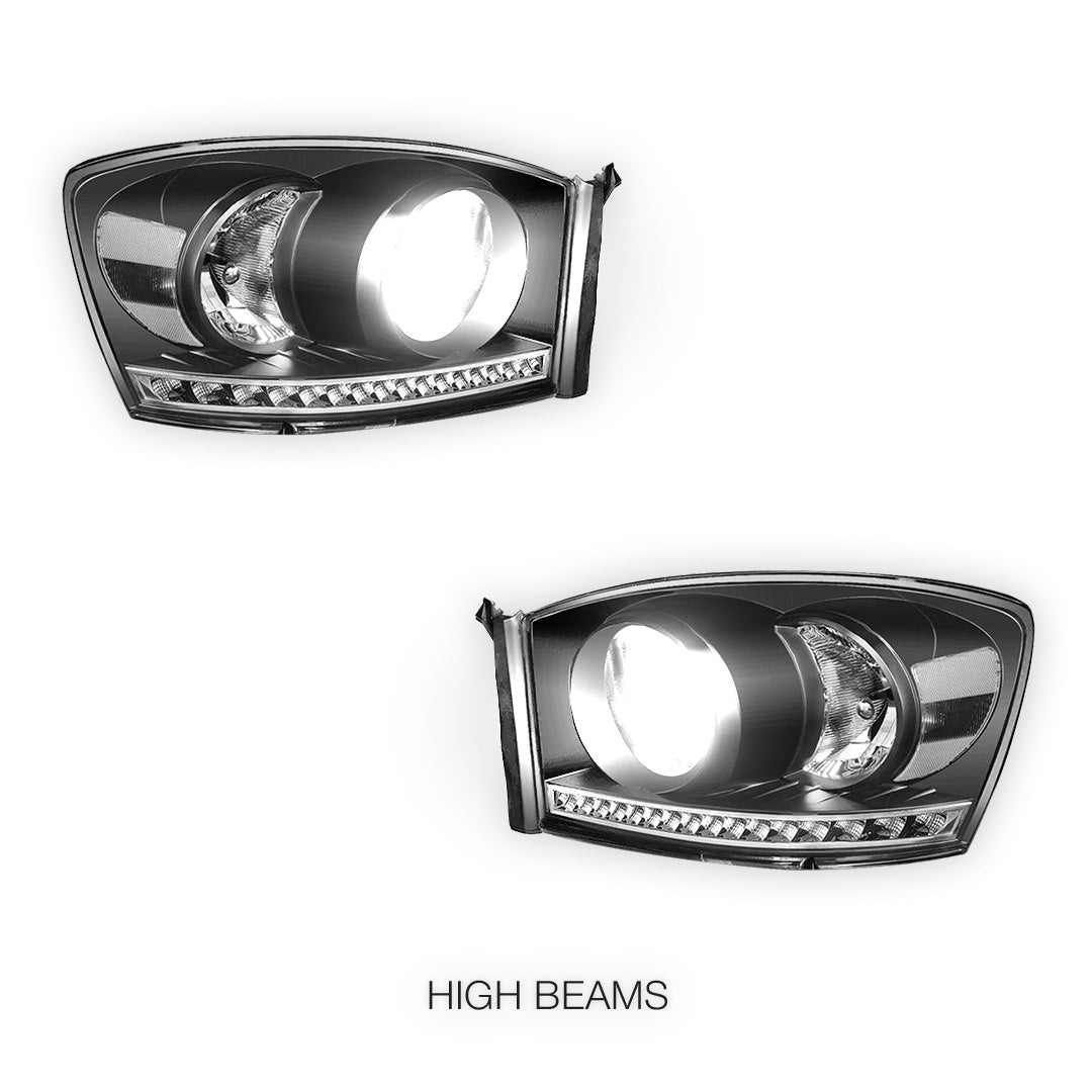 Dodge RAM 3500 (2006 - 2009) LED DRL Strip Front Driving Headlights LH + RH