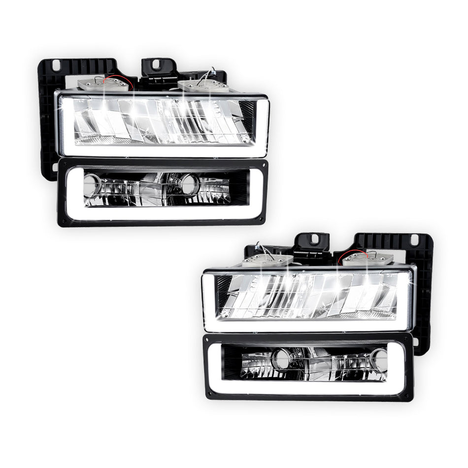 Chevrolet C1500 Cheyenne / Scottsdale / Silverado (1988 - 1999) U-LED DRL Replacement Headlights LH + RH