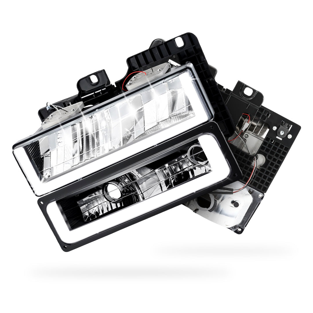 Chevrolet K1500 Suburban LS / LT (1992 - 1999) U-LED DRL Replacement Headlights LH + RH