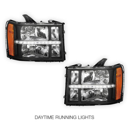 GMC Sierra 1500 Denali / SLE / SLT (2007 - 2013) LED DRL Headlights LH + RH