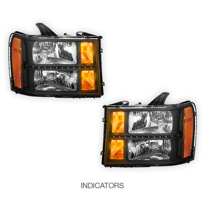 GMC Sierra 1500 Denali / SLE / SLT (2007 - 2013) LED DRL Headlights LH + RH