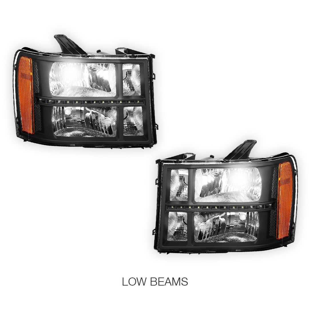 GMC Sierra 1500 Denali / SLE / SLT (2007 - 2013) LED DRL Headlights LH + RH