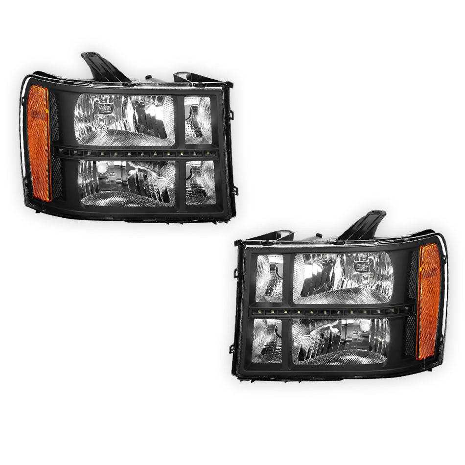 GMC Sierra 1500 Denali / SLE / SLT (2007 - 2013) LED DRL Headlights LH + RH