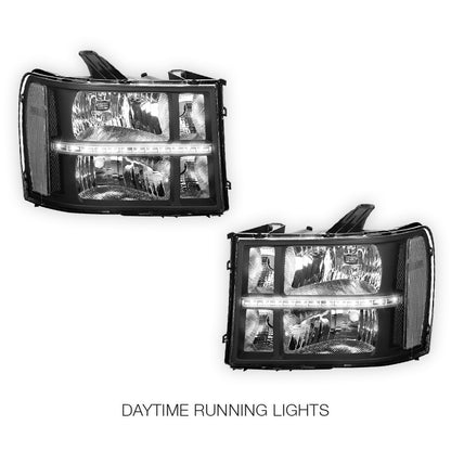 GMC Sierra 1500 Denali / SLE / SLT (2007 - 2013) LED DRL Headlights LH + RH