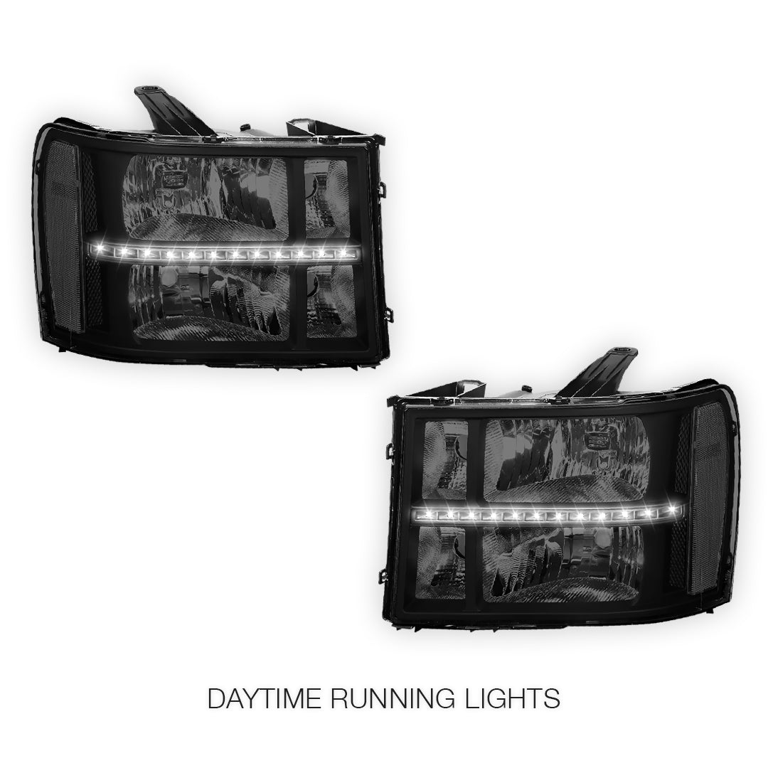 GMC Sierra 1500 Denali / SLE / SLT (2007 - 2013) LED DRL Headlights LH + RH