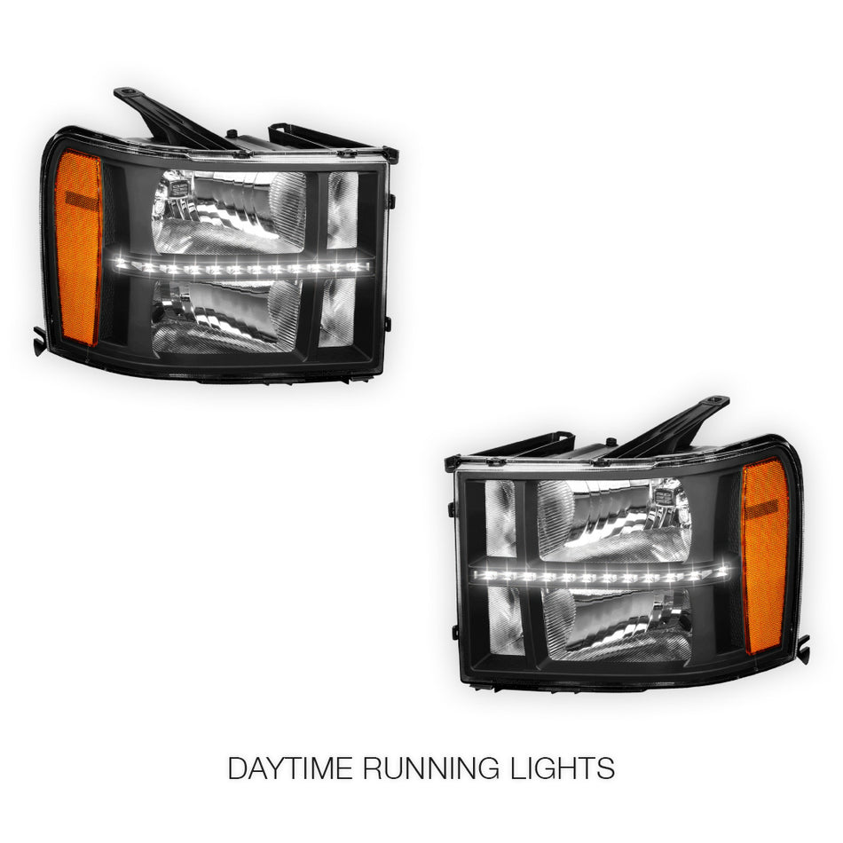 GMC Sierra 3500 Denali / SLE / SLT (2007 - 2014) LED DRL Headlights LH + RH