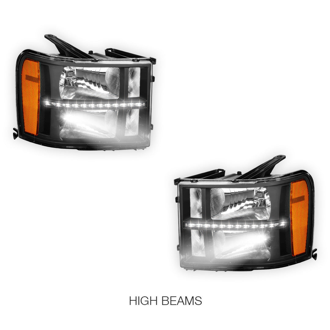 GMC Sierra 3500 Denali / SLE / SLT (2007 - 2014) LED DRL Headlights LH + RH