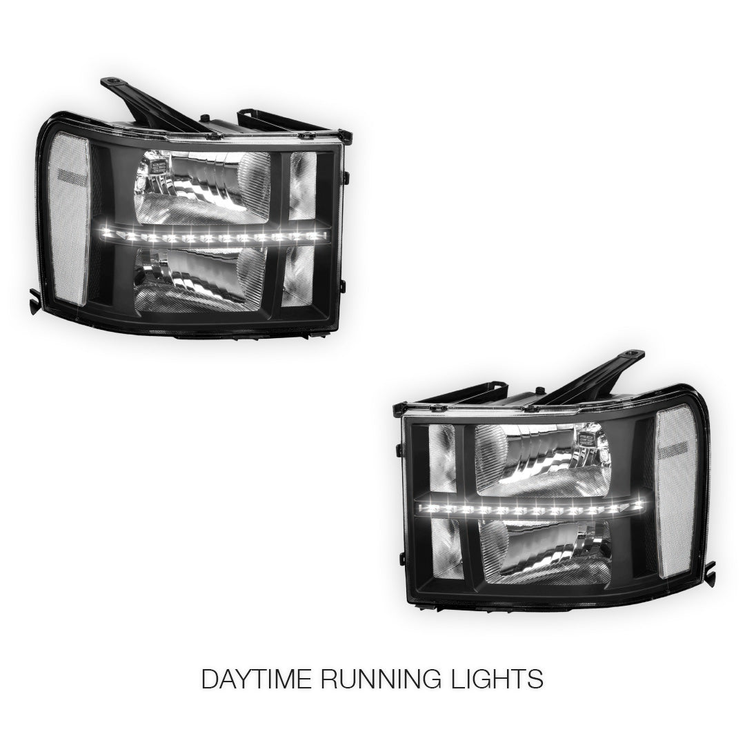 GMC Sierra 3500 Denali / SLE / SLT (2007 - 2014) LED DRL Headlights LH + RH