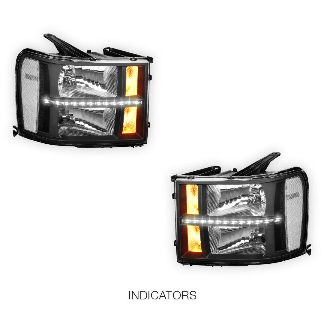 GMC Sierra 3500 Denali / SLE / SLT (2007 - 2014) LED DRL Headlights LH + RH