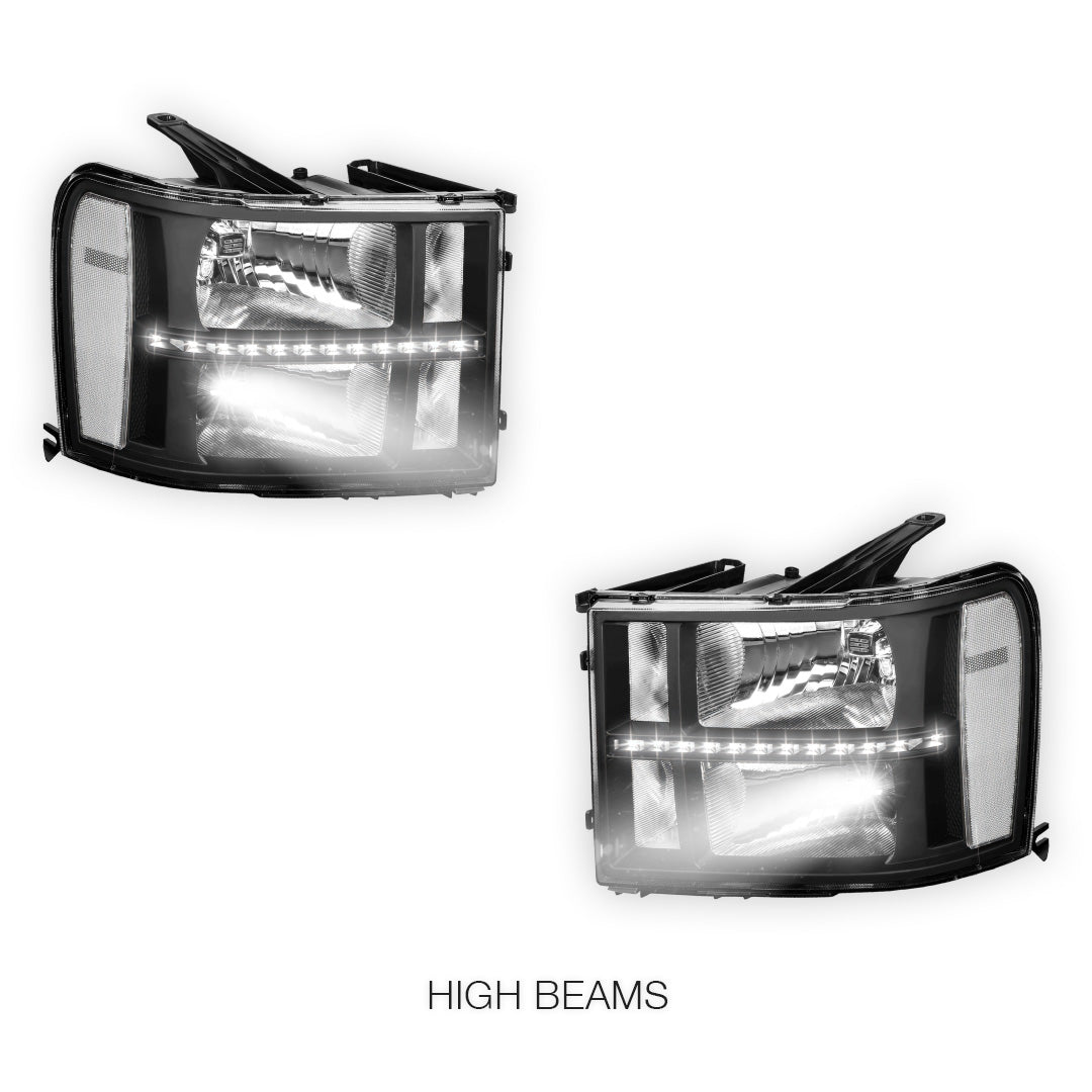 GMC Sierra 3500 Denali / SLE / SLT (2007 - 2014) LED DRL Headlights LH + RH