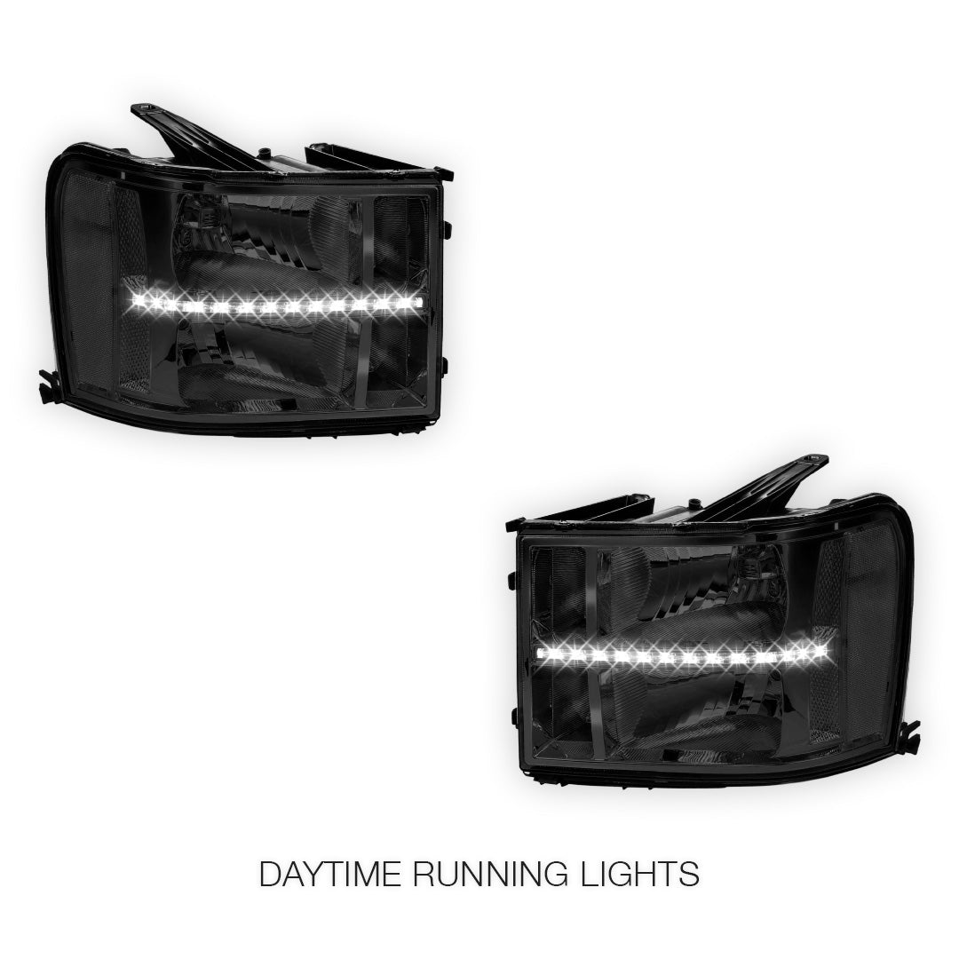 GMC Sierra 3500 Denali / SLE / SLT (2007 - 2014) LED DRL Headlights LH + RH