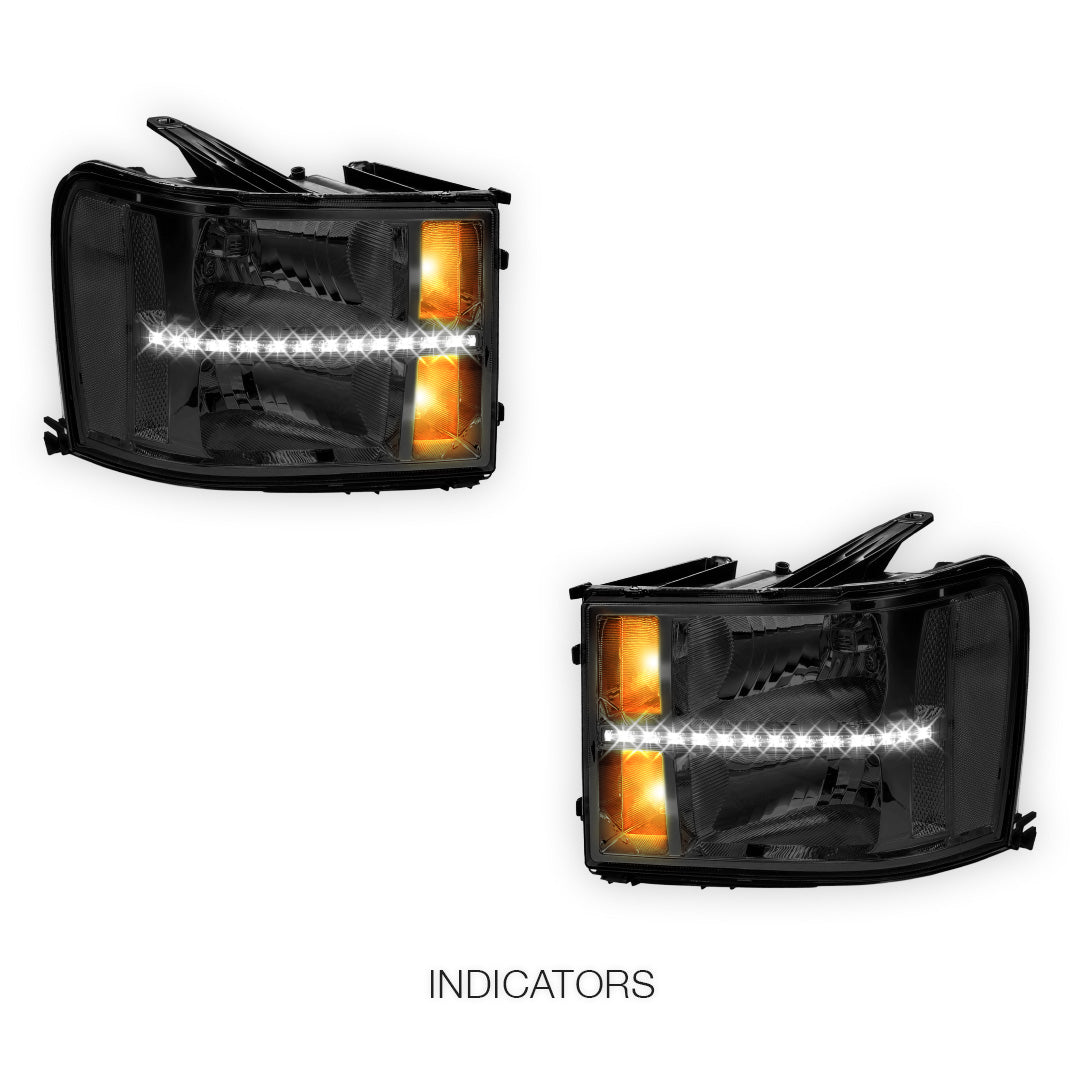 GMC Sierra 3500 Denali / SLE / SLT (2007 - 2014) LED DRL Headlights LH + RH