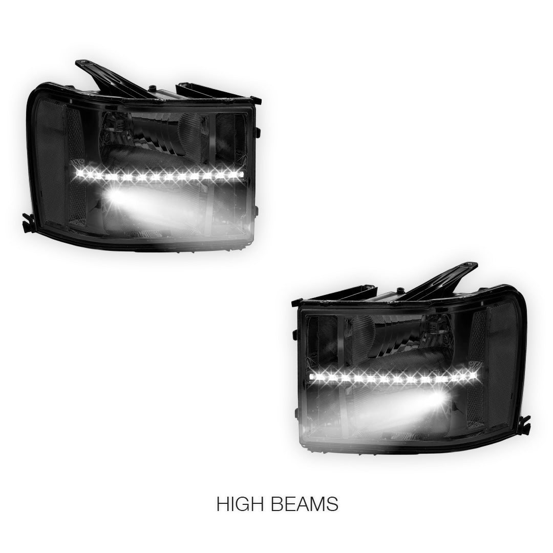 GMC Sierra 3500 Denali / SLE / SLT (2007 - 2014) LED DRL Headlights LH + RH